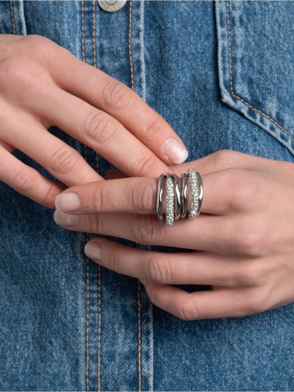 Alexis Bittar Silver Solanales Crystal Orbiting Ring